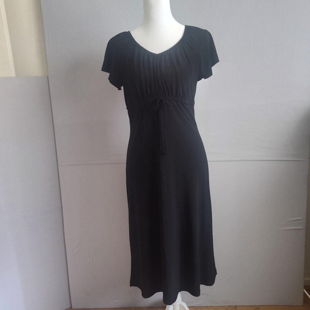 Perception Womens Black‎ Empire Waist Short Sleeve Midi Dress MD2777 Small